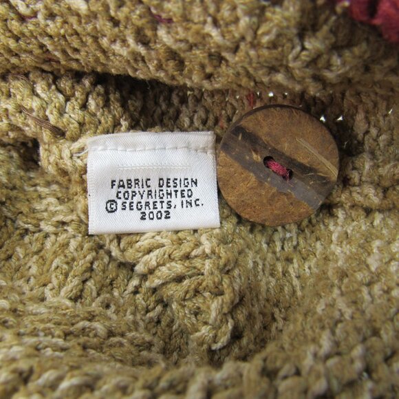 Sigrid Olsen Sport Brown w/Floral Hand Knitted Button Up 3/4 Sleeve Sweater 1X - Picture 12 of 12